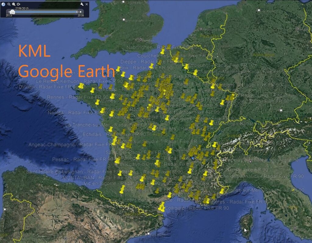 Fichier KML Radars automatiques