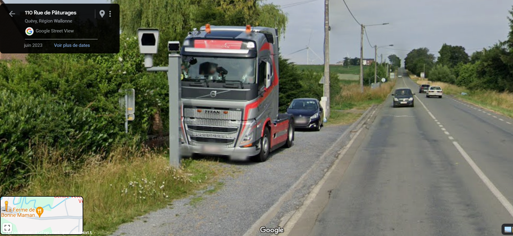 BELGIQUE photo du radar Givry Rue de Pâturages 70 - Hainaut